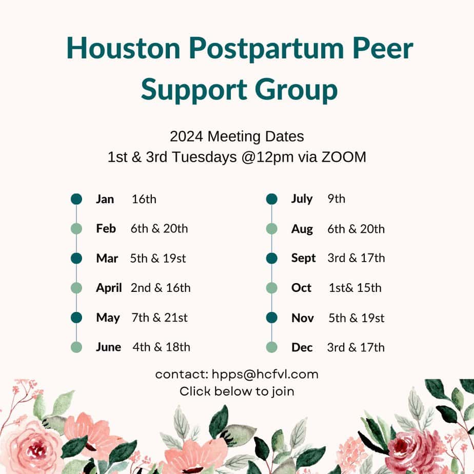 2024 Houston Postpartum Peer Support Group Dates